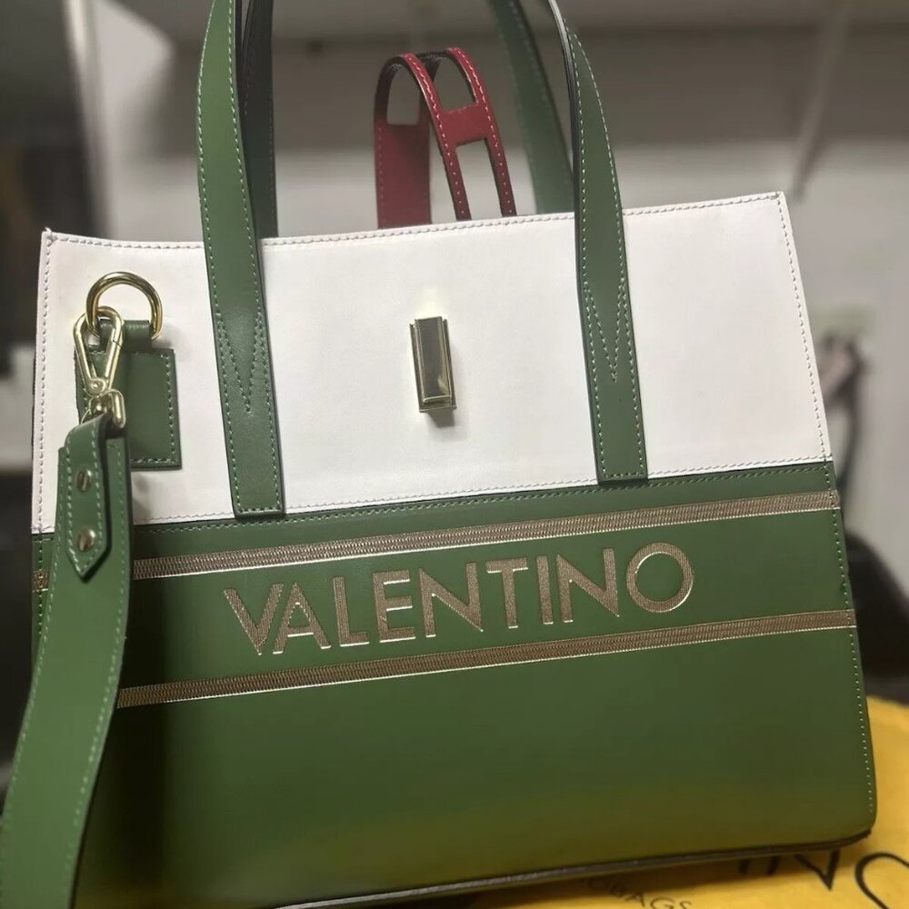 Valentino By Mario Valentino Victoria Green Leather Tote